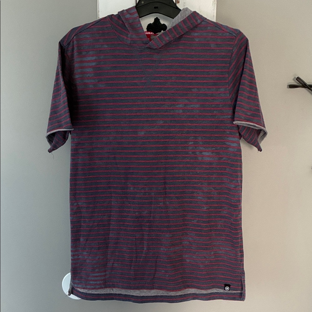Boys striped faded look hooded tee shirt